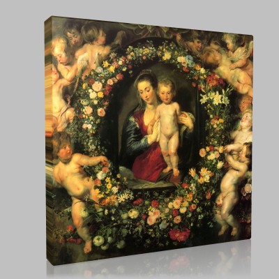 Rubens-The crowning of the Virgin Flowers painted by Brueghel the Old one Stampa su Tela