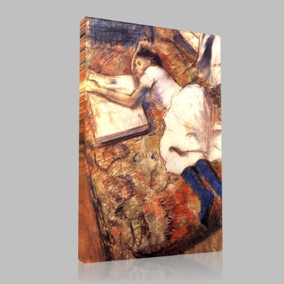 Edgar Degas-Jeune femme lisant sur le sol Canvas