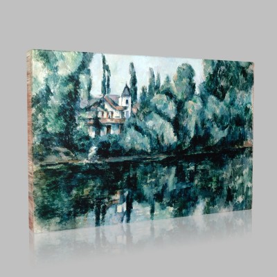 Paul Cezanne-Villa on the Bank of a River Stampa su Tela