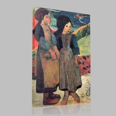 Paul Gauguin-Kleine Bretoninnen am Meer Stampa su Tela