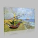 Van Gogh-Fishing Boats on the Beach at Saintes-Maries-de-la-Mer Stampa su Tela