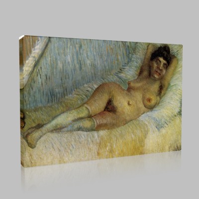 Van Gogh-Naked woman extended on a bed Stampa su Tela