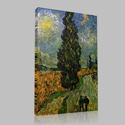 Van Gogh-Road with Cypresses Stampa su Tela