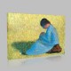 Georges-Pierre Seurat-Country-woman sitting in grass Stampa su Tela