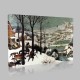 Bruegel-Hunters in Snow, Winter, en Bois Canvas